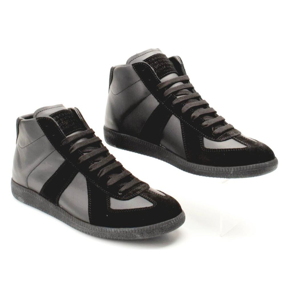 RRP$890 MAISON MARGIELA Leather Sneakers US10 UK9 EU43 Black Made in Italy